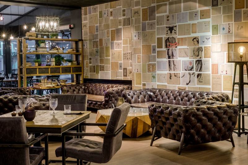 LiBRARY Bistro's lounge with leather sofas