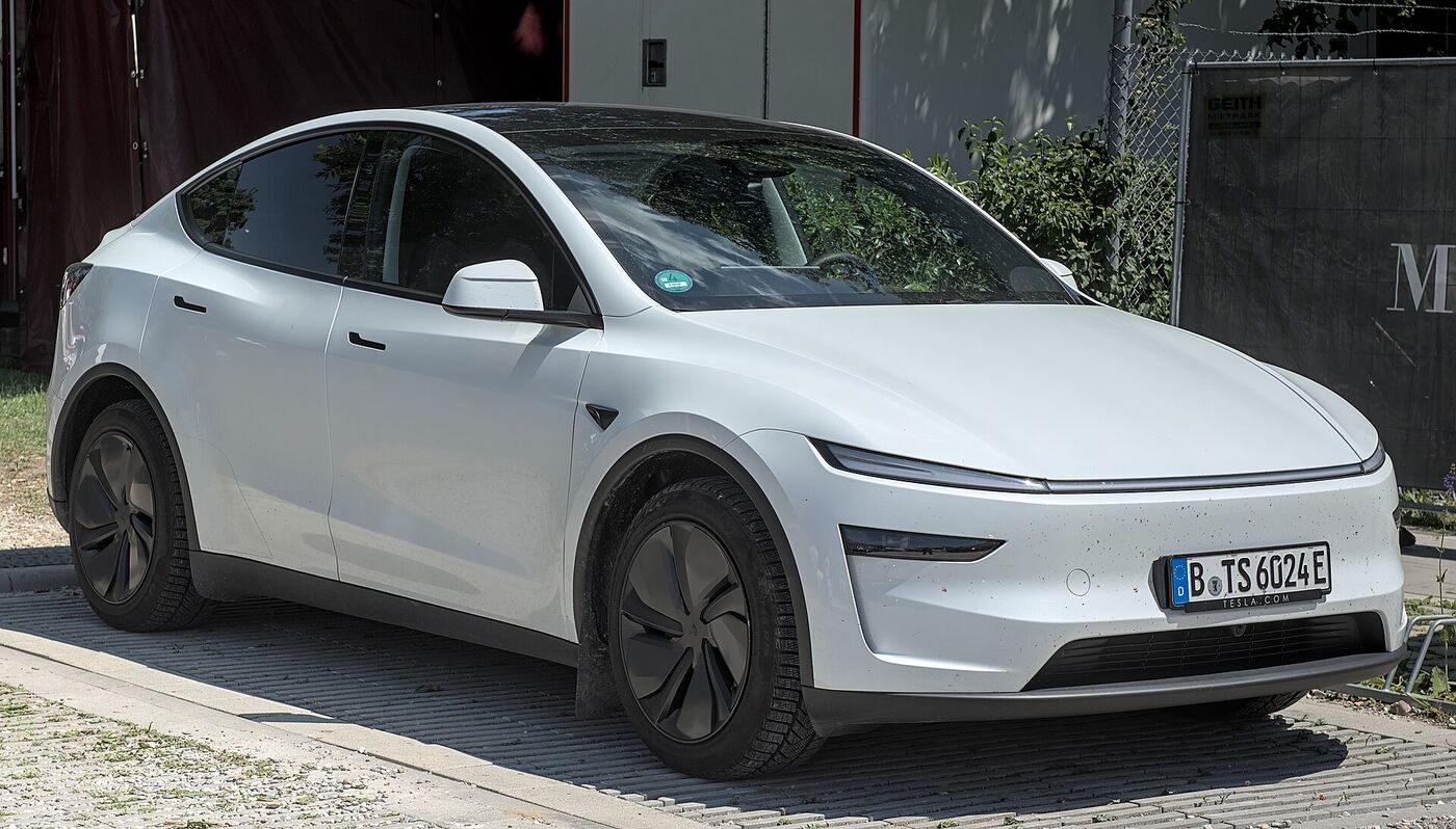 A white Tesla Model Y